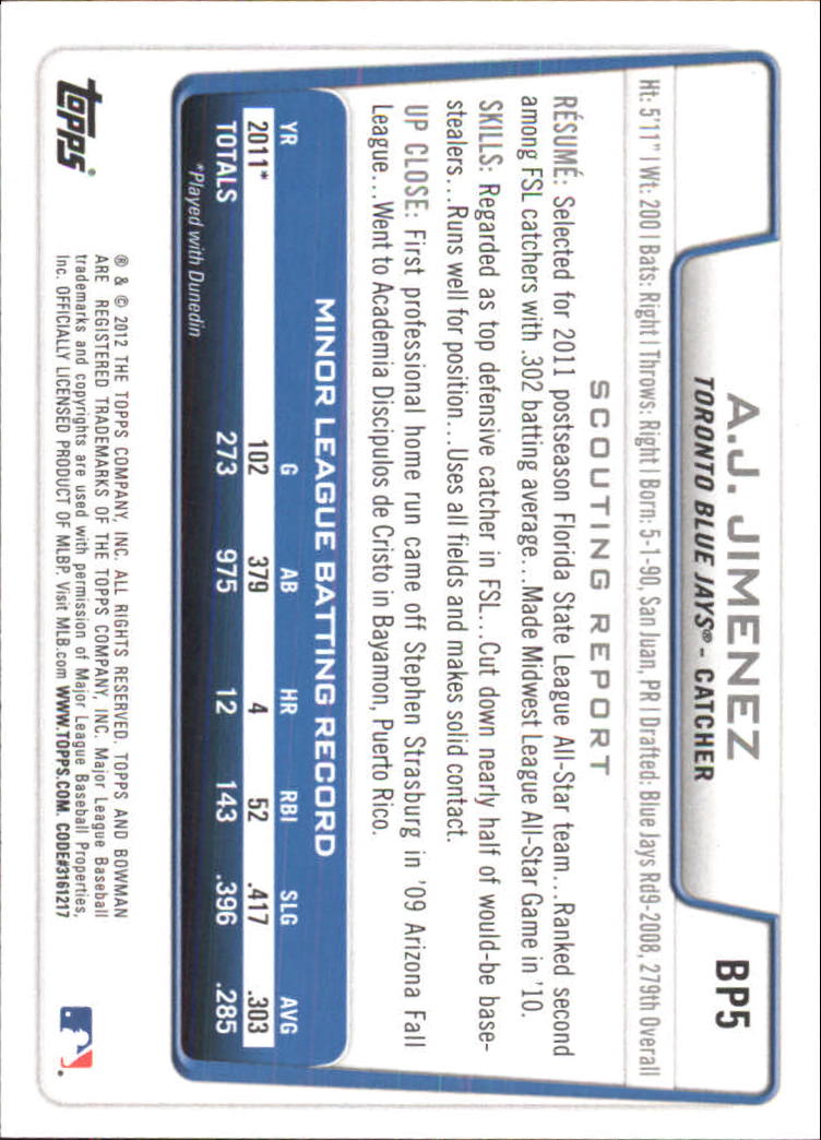 B5051- 2012 Bowman Prospects BB # S 1-110 + Einsätze -du Pick- 15 + Free US - Bild 219 von 290