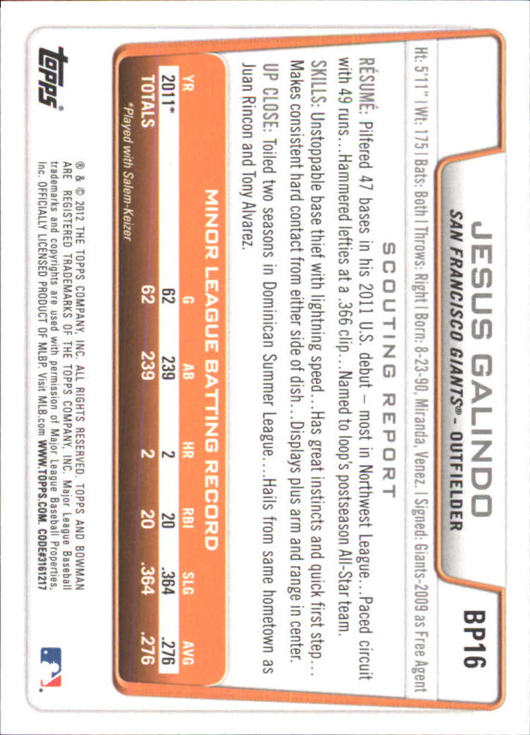 B5051- 2012 Bowman Prospects BB # S 1-110 + Einsätze -du Pick- 15 + Free US - Bild 225 von 290