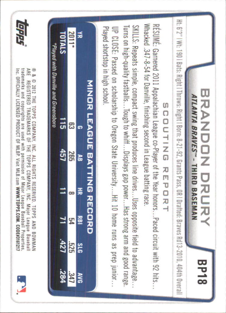 B5051- 2012 Bowman Prospects BB # S 1-110 + Einsätze -du Pick- 15 + Free US - Bild 229 von 290