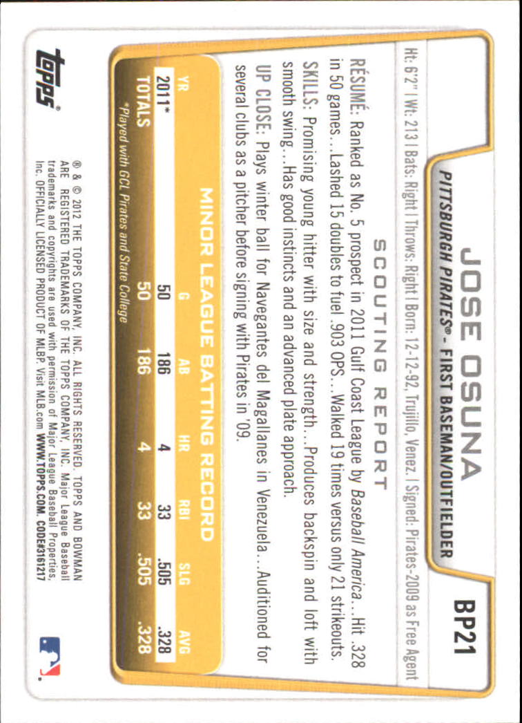 B5051- 2012 Bowman Prospects BB # S 1-110 + Einsätze -du Pick- 15 + Free US - Bild 233 von 290