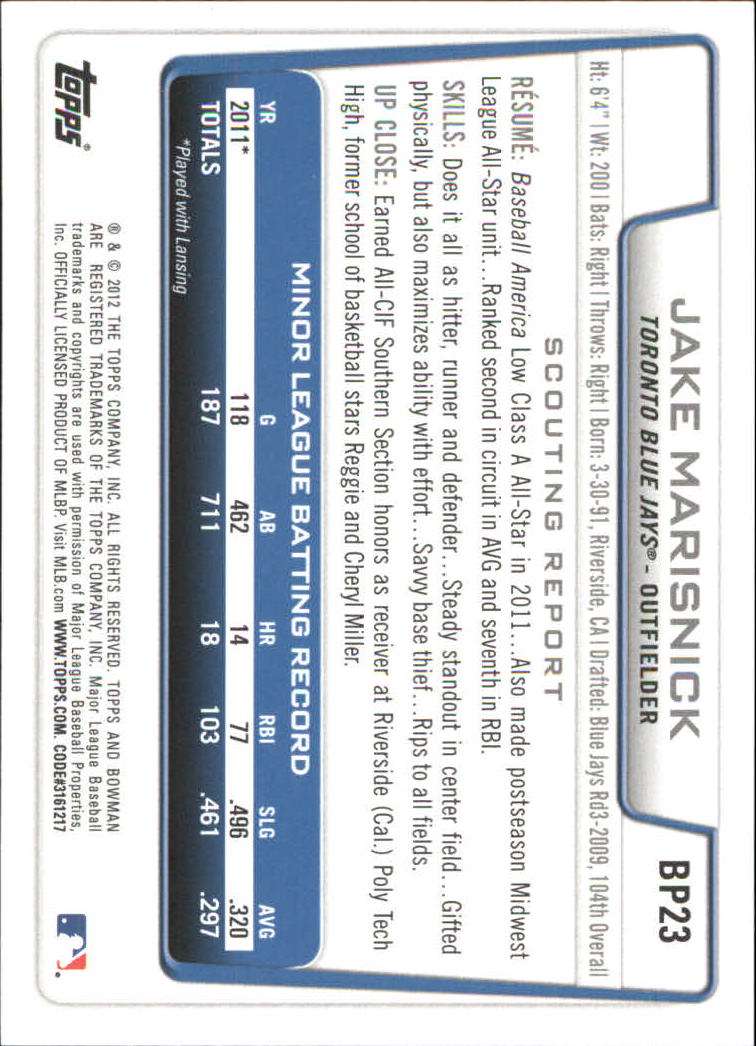 B5051- 2012 Bowman Prospects BB # S 1-110 + Einsätze -du Pick- 15 + Free US - Bild 237 von 290