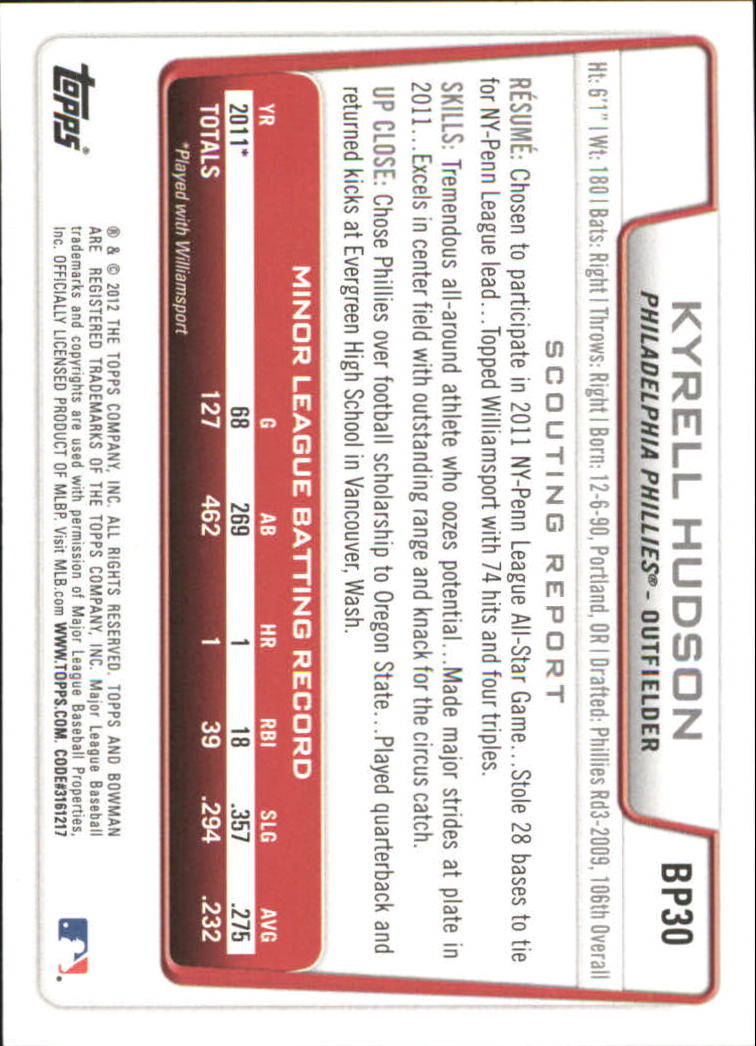 B5051- 2012 Bowman Prospects BB # S 1-110 + Einsätze -du Pick- 15 + Free US - Bild 245 von 290