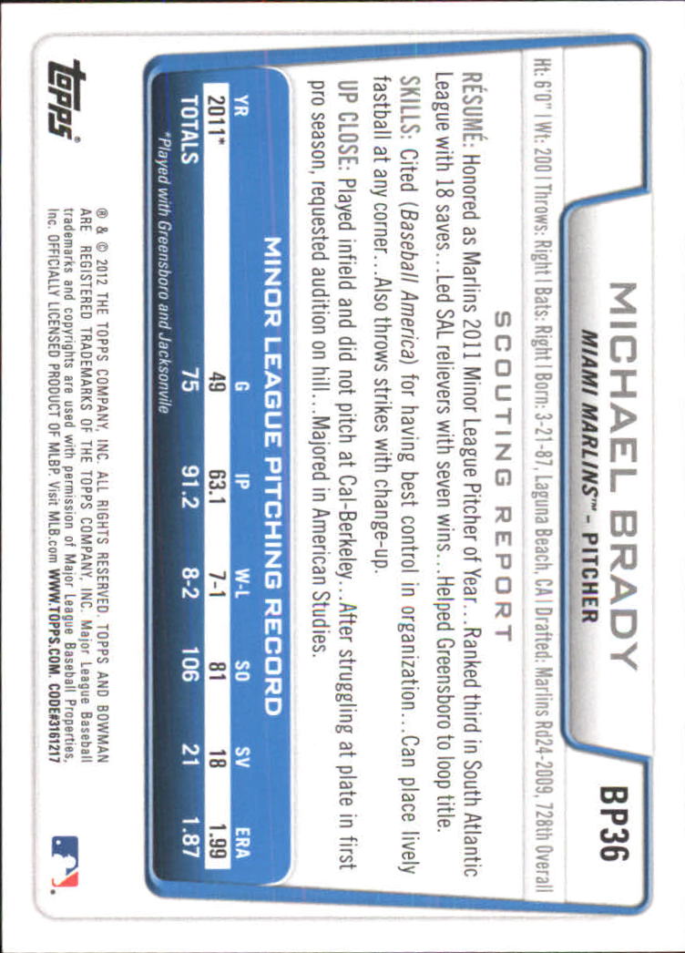 B5051- 2012 Bowman Prospects BB # S 1-110 + Einsätze -du Pick- 15 + Free US - Bild 247 von 290