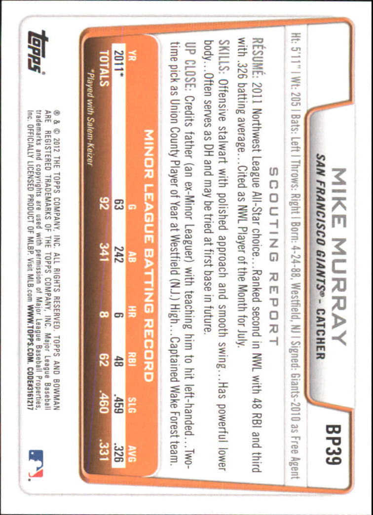 B5051- 2012 Bowman Prospects BB # S 1-110 + Einsätze -du Pick- 15 + Free US - Bild 251 von 290