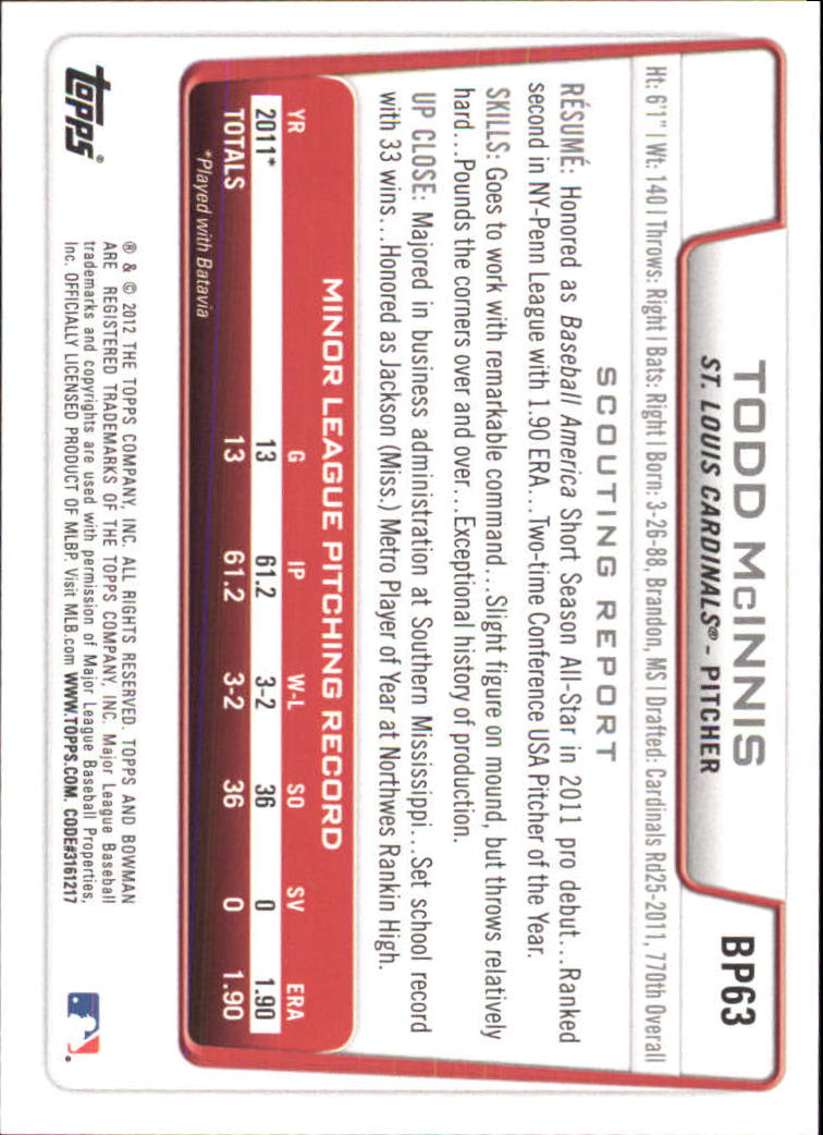 B5051- 2012 Bowman Prospects BB # S 1-110 + Einsätze -du Pick- 15 + Free US - Bild 264 von 290