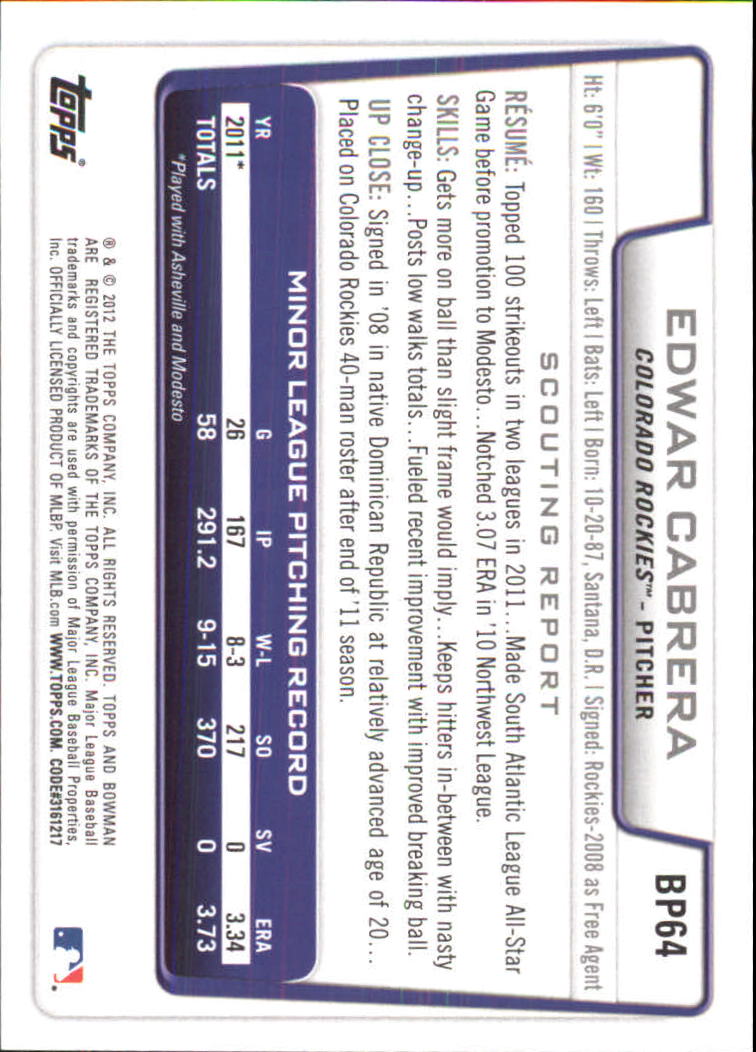 B5051- 2012 Bowman Prospects BB # S 1-110 + Einsätze -du Pick- 15 + Free US - Bild 266 von 290