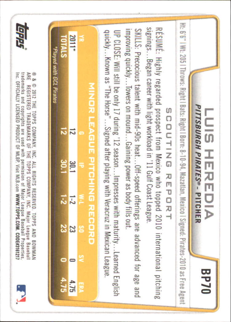 B5051- 2012 Bowman Prospects BB # S 1-110 + Einsätze -du Pick- 15 + Free US - Bild 272 von 290