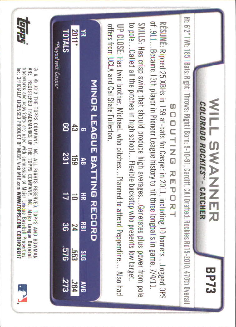 B5051- 2012 Bowman Prospects BB # S 1-110 + Einsätze -du Pick- 15 + Free US - Bild 274 von 290