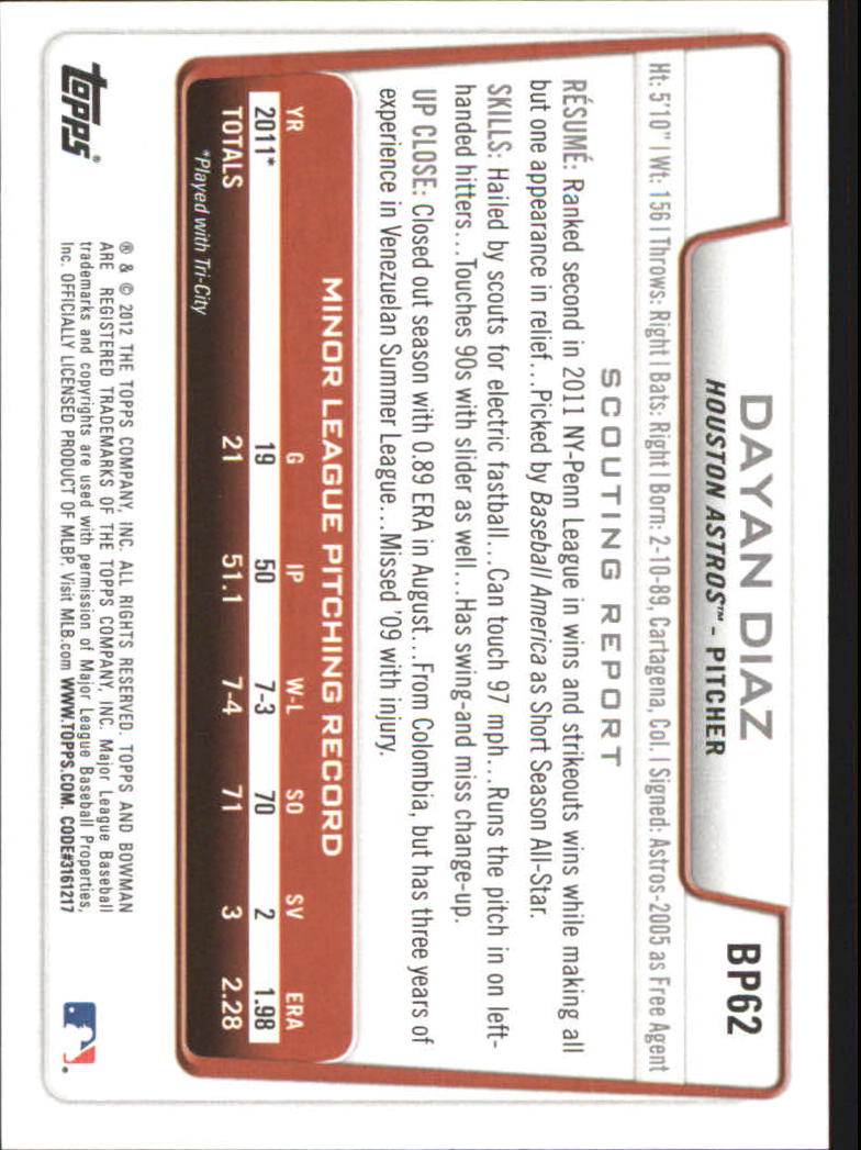 B5051- 2012 Bowman Prospects BB # S 1-110 + Einsätze -du Pick- 15 + Free US - Bild 262 von 290