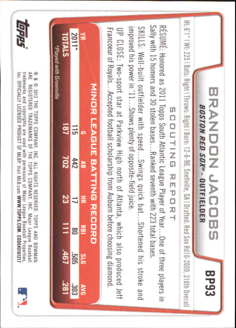 B5051- 2012 Bowman Prospects BB # S 1-110 + Einsätze -du Pick- 15 + Free US - Bild 282 von 290