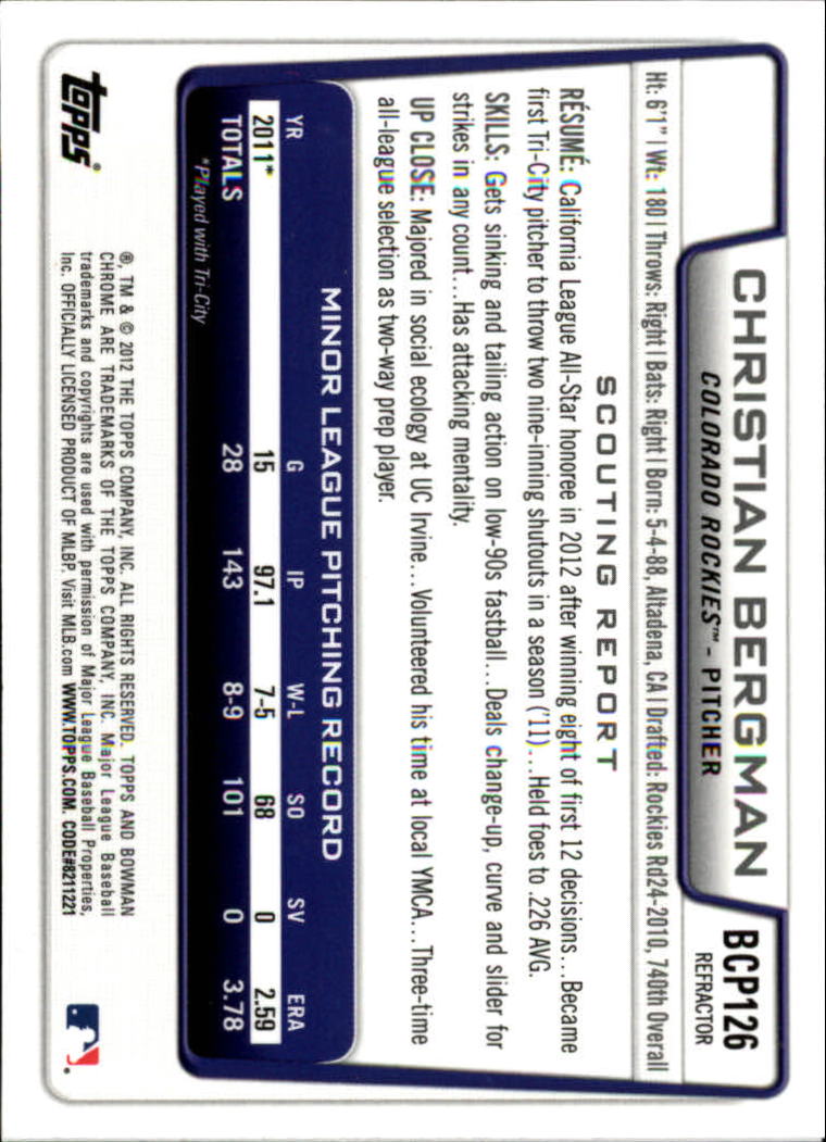 B2642- 2012 Bowman Chrome Prospects Blue Wave BB -You Pick- 15+ FREE US SHIP - Picture 22 of 153