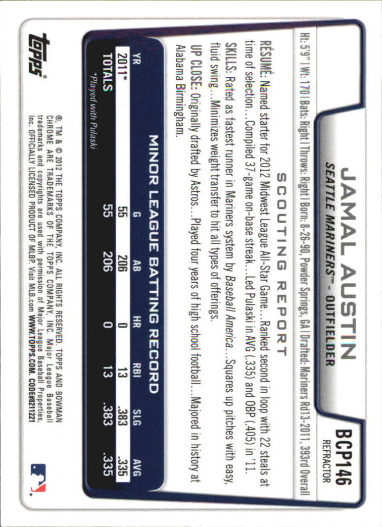 B2642- 2012 Bowman Chrome Prospects Blue Wave BB -You Pick- 15+ FREE US SHIP - Picture 51 of 153