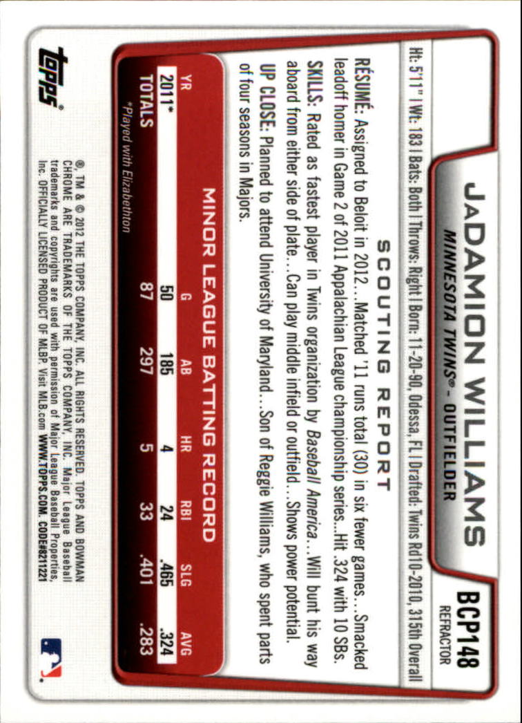 B2642- 2012 Bowman Chrome Prospects Blue Wave BB -You Pick- 15+ FREE US SHIP - Picture 54 of 153