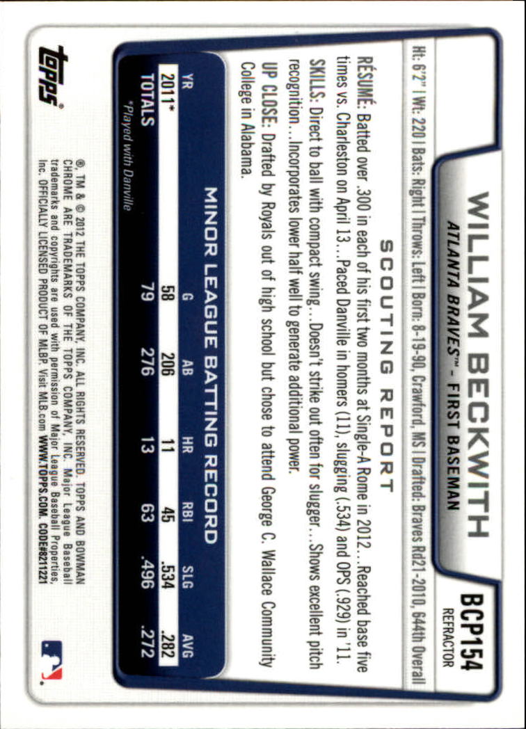B2642- 2012 Bowman Chrome Prospects Blue Wave BB -You Pick- 15+ FREE US SHIP - Picture 64 of 153