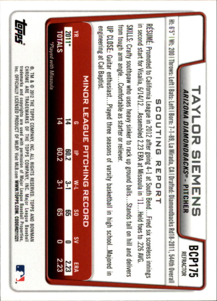 B2642- 2012 Bowman Chrome Prospects Blue Wave BB -You Pick- 15+ FREE US SHIP - Picture 90 of 153