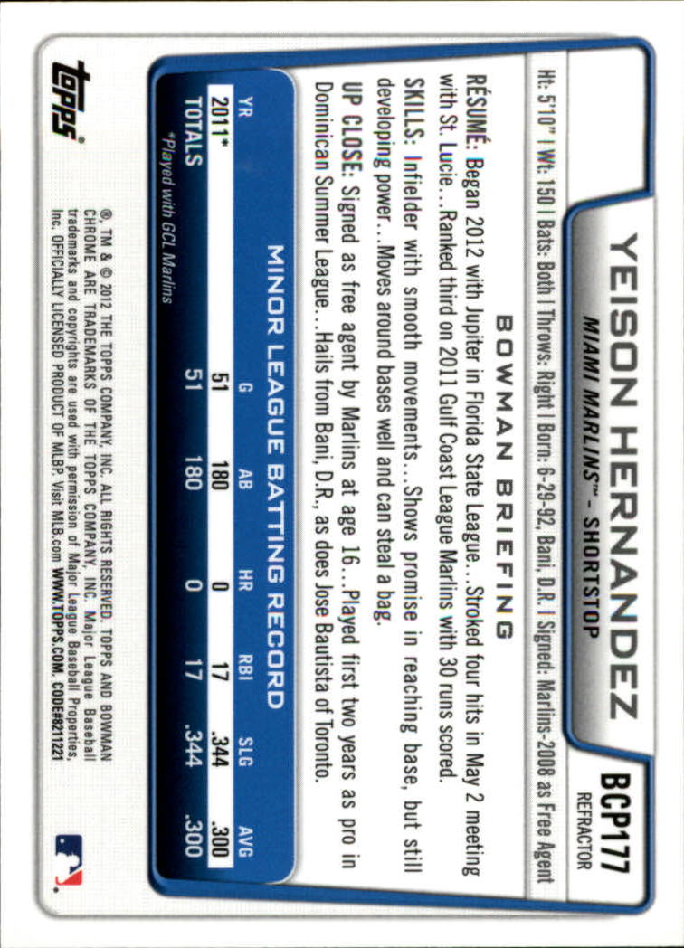 B2642- 2012 Bowman Chrome Prospects Blue Wave BB -You Pick- 15+ FREE US SHIP - Picture 94 of 153