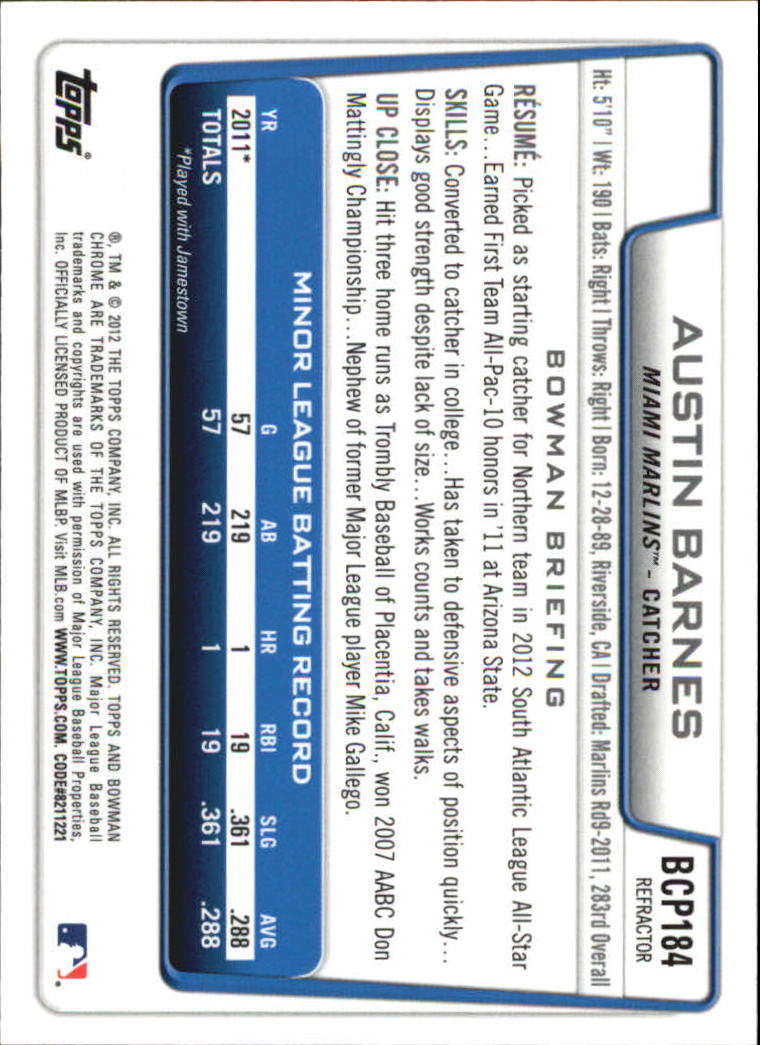 B2642- 2012 Bowman Chrome Prospects Blue Wave BB -You Pick- 15+ FREE US SHIP - Picture 104 of 153