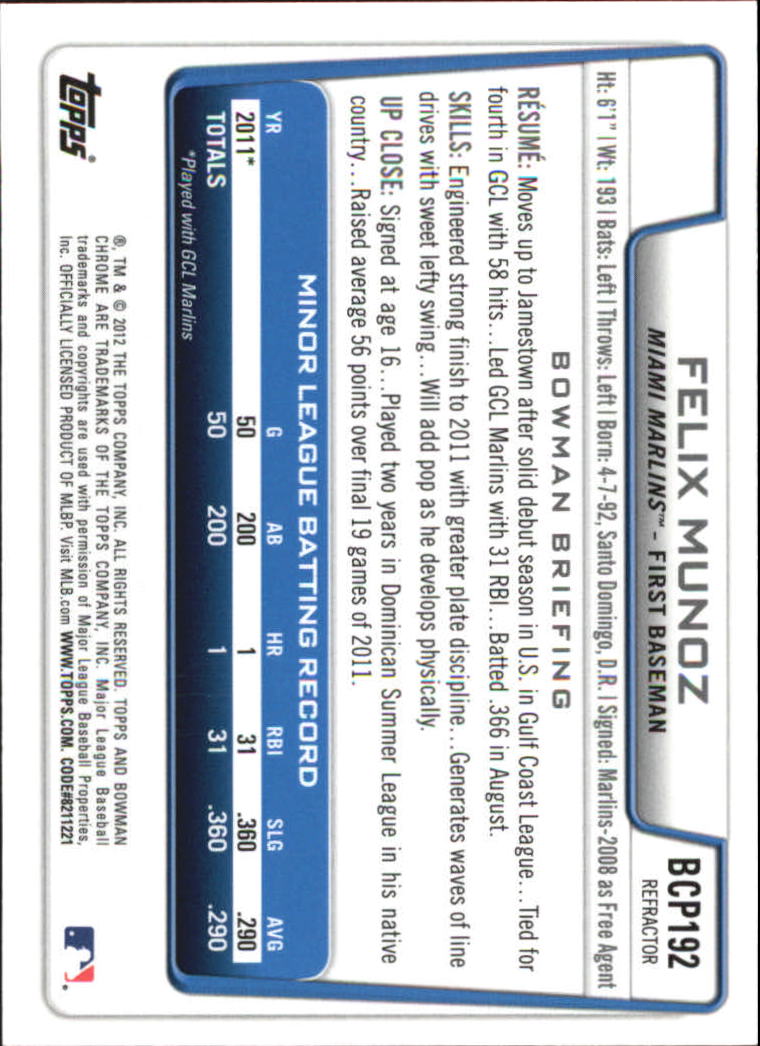 B2642- 2012 Bowman Chrome Prospects Blue Wave BB -You Pick- 15+ FREE US SHIP - Picture 117 of 153