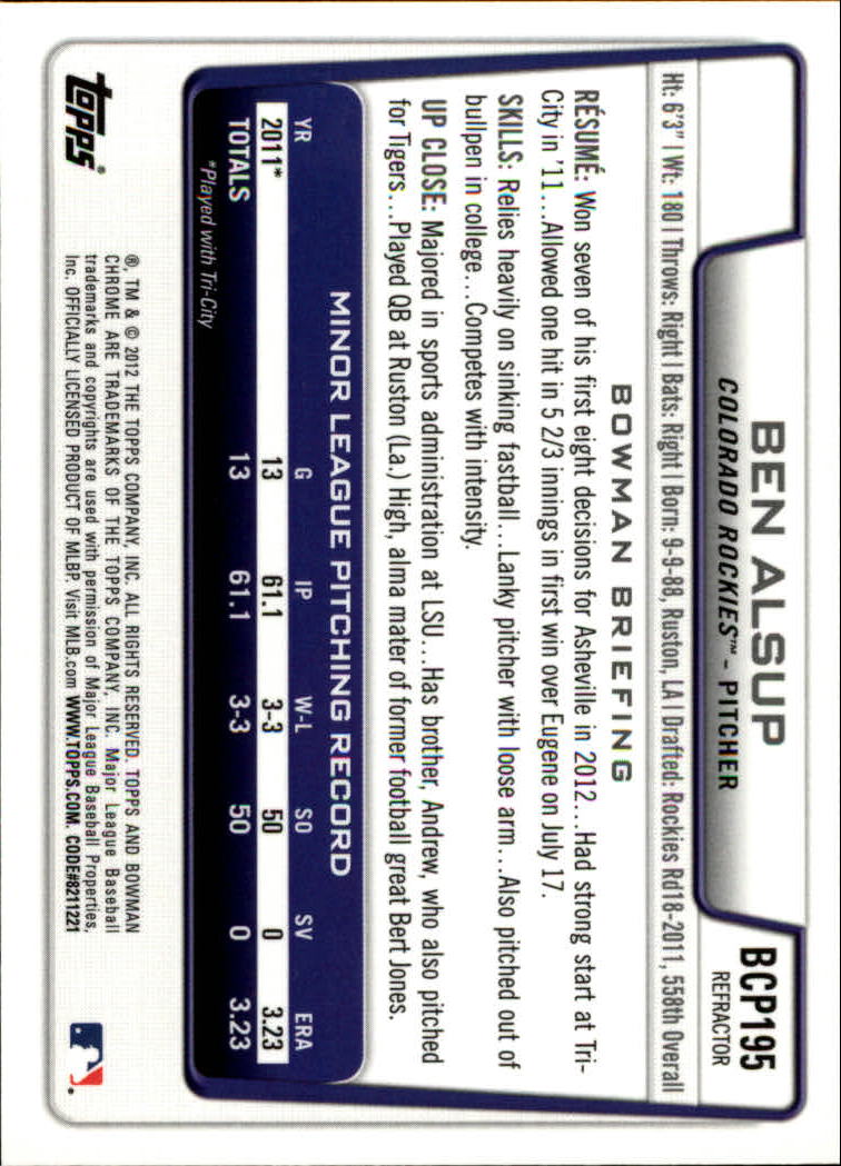 B2642- 2012 Bowman Chrome Prospects Blue Wave BB -You Pick- 15+ FREE US SHIP - Picture 123 of 153