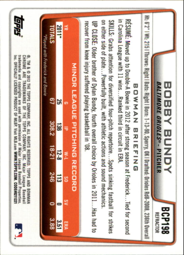 B2642- 2012 Bowman Chrome Prospects Blue Wave BB -You Pick- 15+ FREE US SHIP - Picture 127 of 153