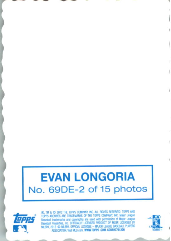 2012 Topps Archives Deckle Edge #2 Evan Longoria back image