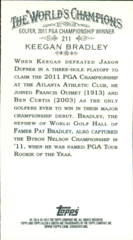 2012 Topps Allen and Ginter Mini #211 Keegan Bradley back image
