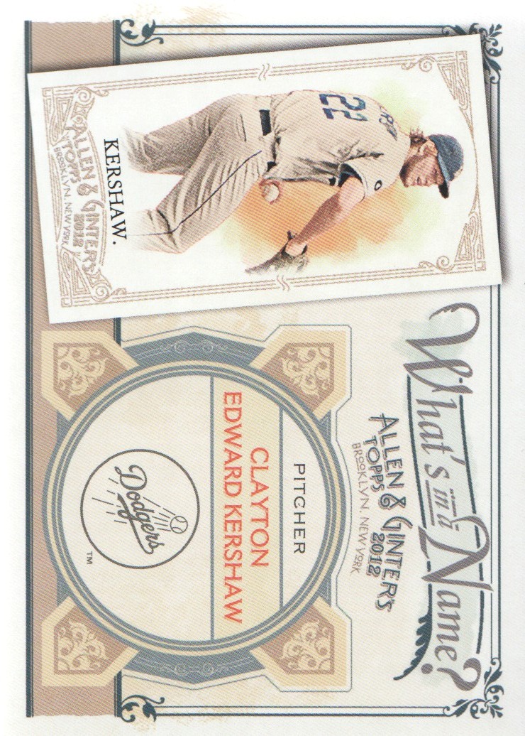2012 Topps Allen and Ginter What's in a Name #WIN34 Clayton Edward Kershaw