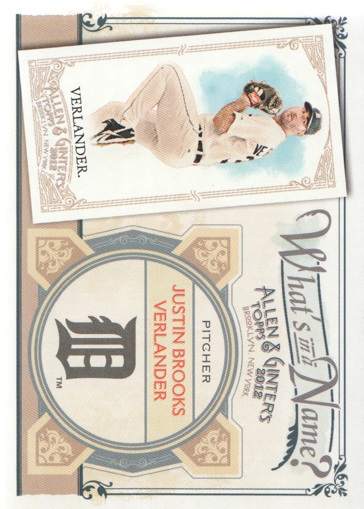 2012 Topps Allen and Ginter What's in a Name #WIN43 Justin Brooks Verlander