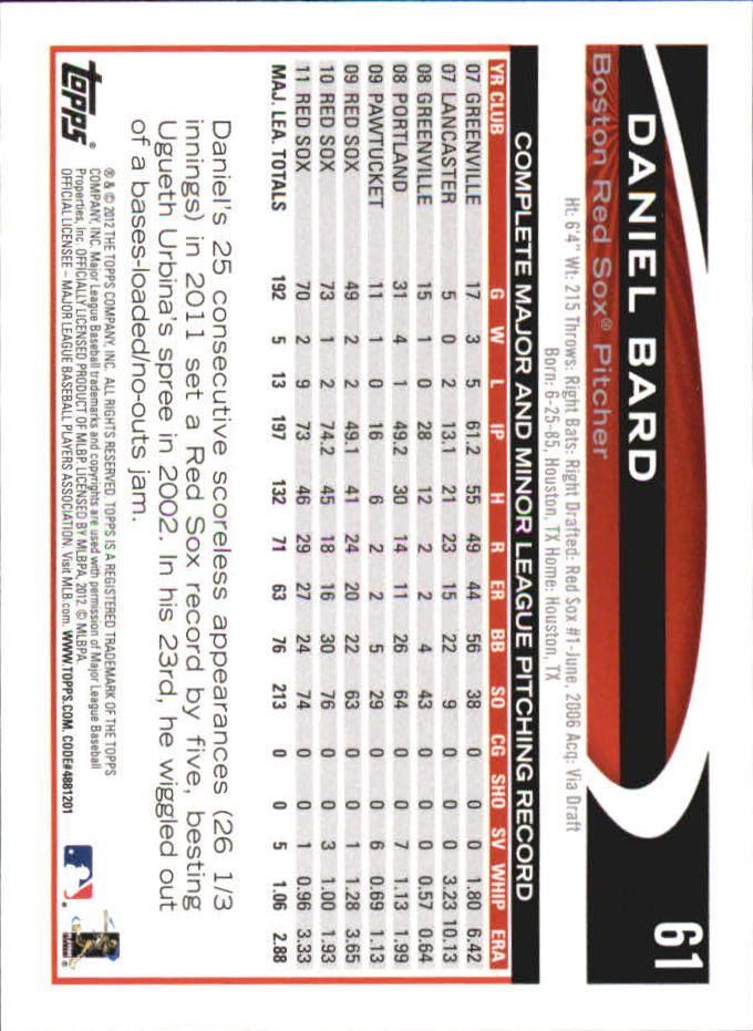 B6956- 2012 Topps Mini Baseball Card #s 1-250 -You Pick- 15+ FREE US SHIP - Picture 123 of 493