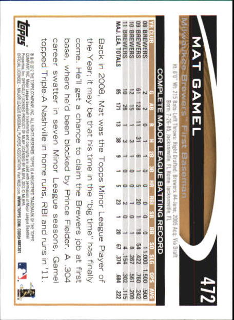 B6956- 2012 Topps Mini Baseball Card # S 251-500 -du Pick- 15 + Gratis US Schiff - Bild 437 von 491