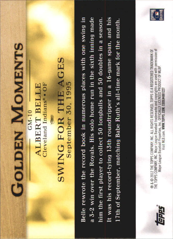 2012 Topps Mini Golden Moments #GM10 Albert Belle back image