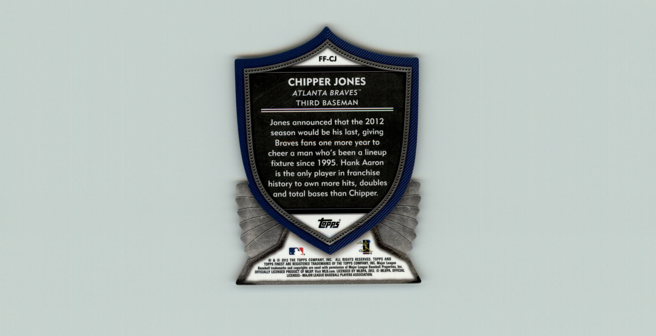 2012 Finest Faces of the Franchise #CJ Chipper Jones back image