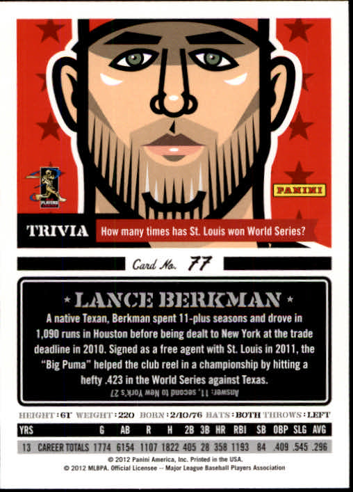 2012 Triple Play #77 Lance Berkman back image