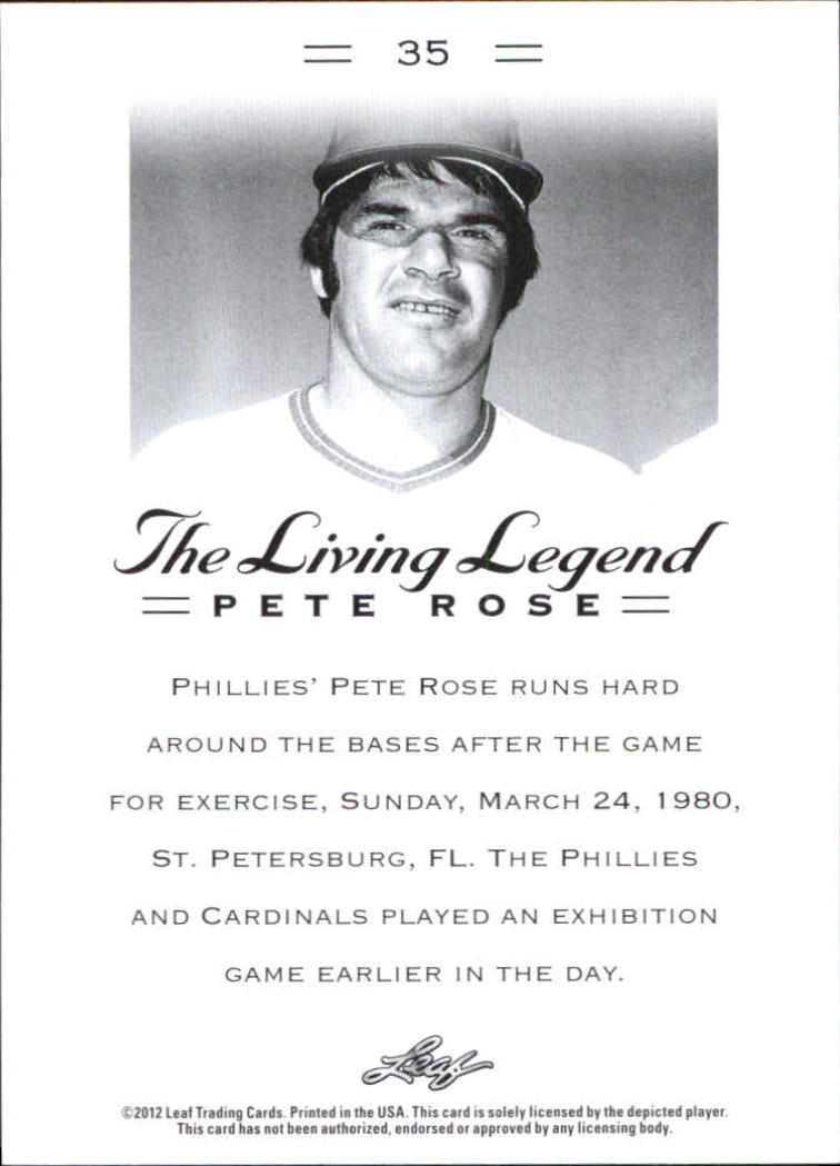2012 Leaf Pete Rose The Living Legend #35 Pete Rose back image