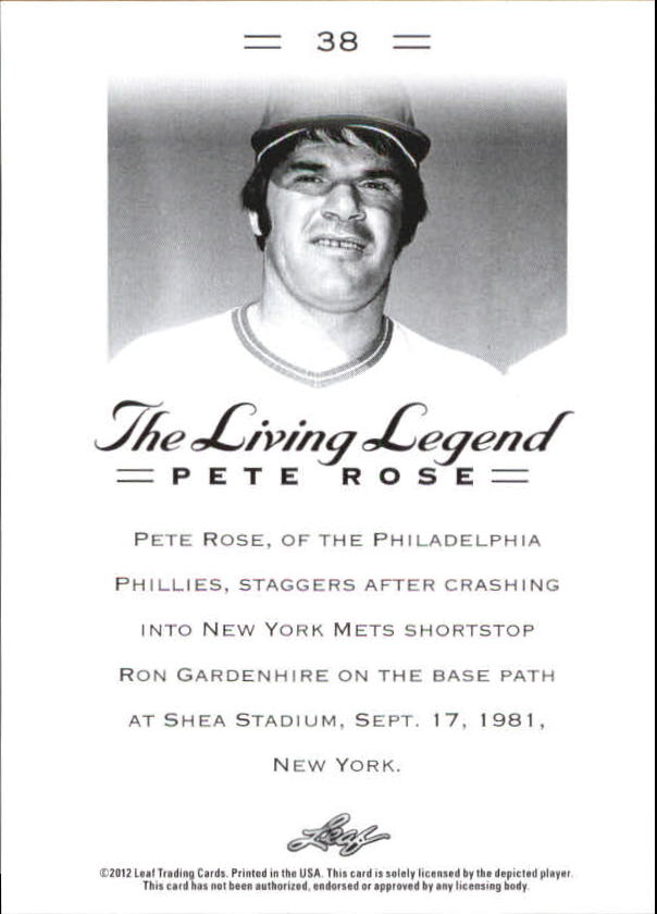2012 Leaf Pete Rose The Living Legend #38 Pete Rose back image