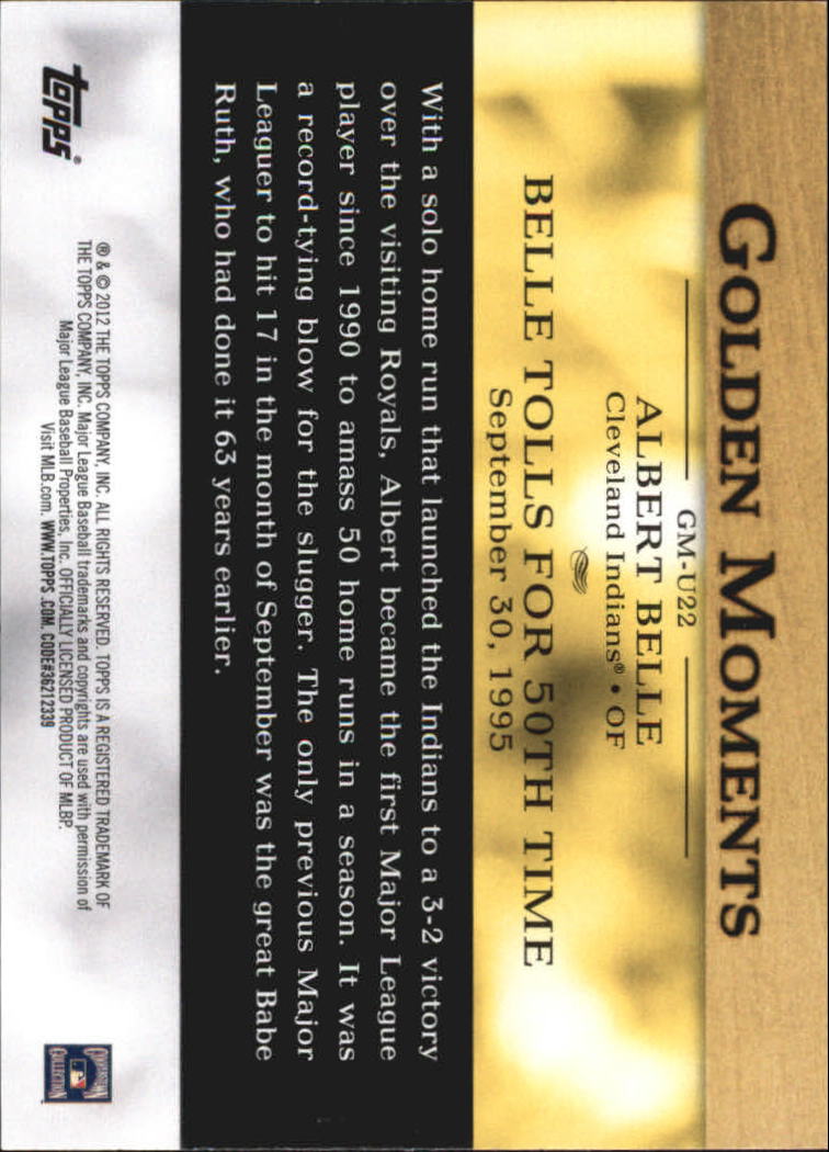 2012 Topps Update Golden Moments #GMU22 Albert Belle back image