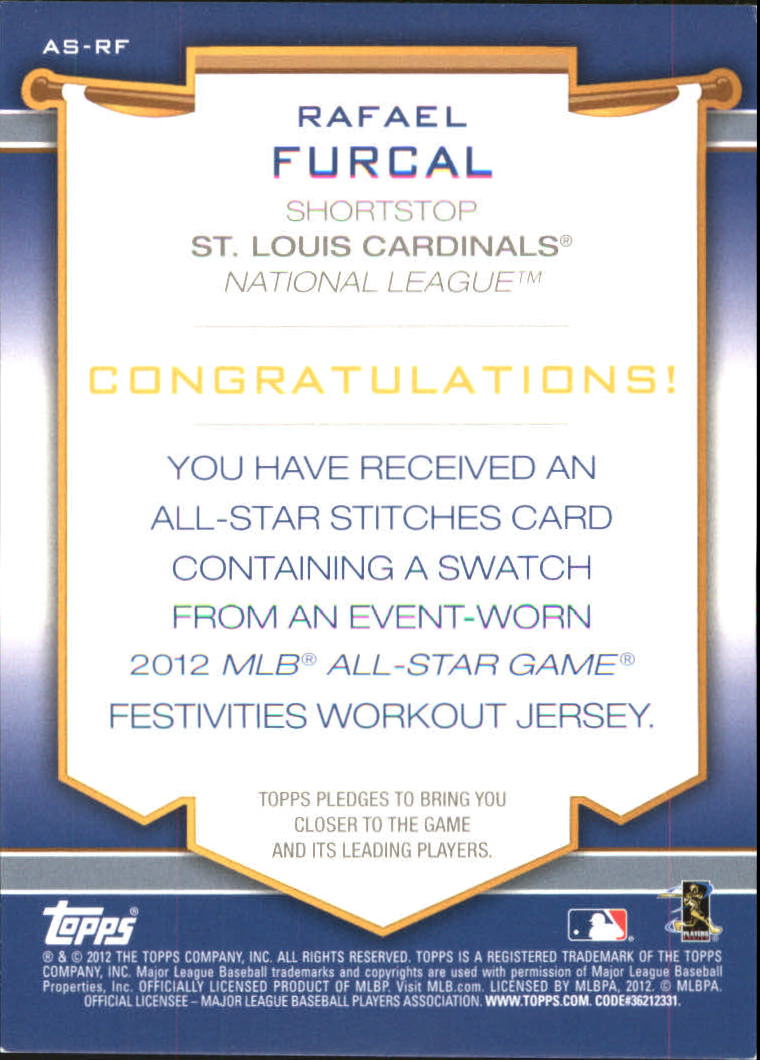 2012 Topps Update All-Star Stitches #RF Rafael Furcal back image