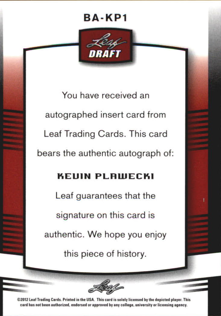 2012 Leaf Metal Draft #KP1 Kevin Plawecki back image