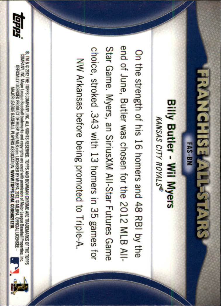 2012 Bowman Chrome Franchise All-Stars #BM Wil Myers/Billy Butler back image
