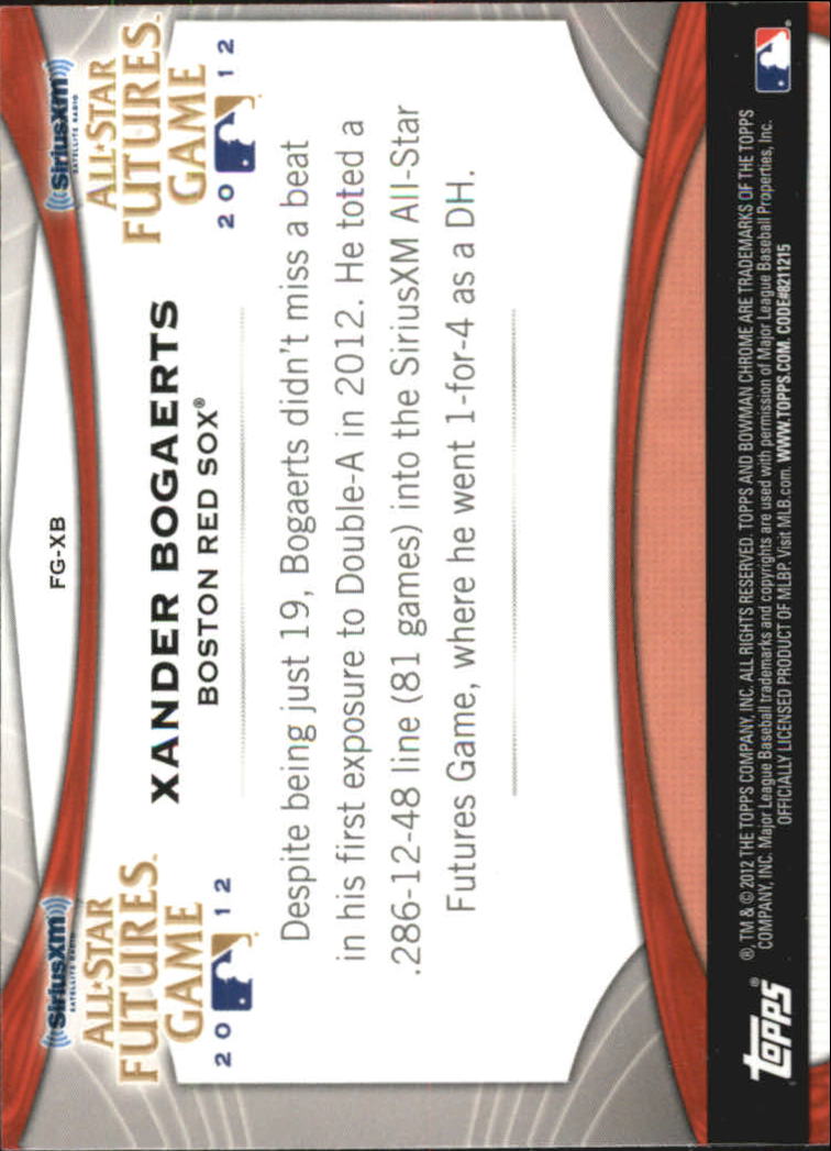 2012 Bowman Chrome Futures Game #XB Xander Bogaerts back image