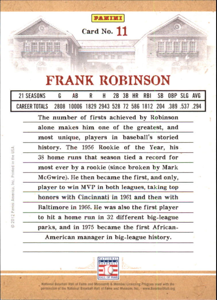2012 Panini Cooperstown Credentials #11 Frank Robinson back image