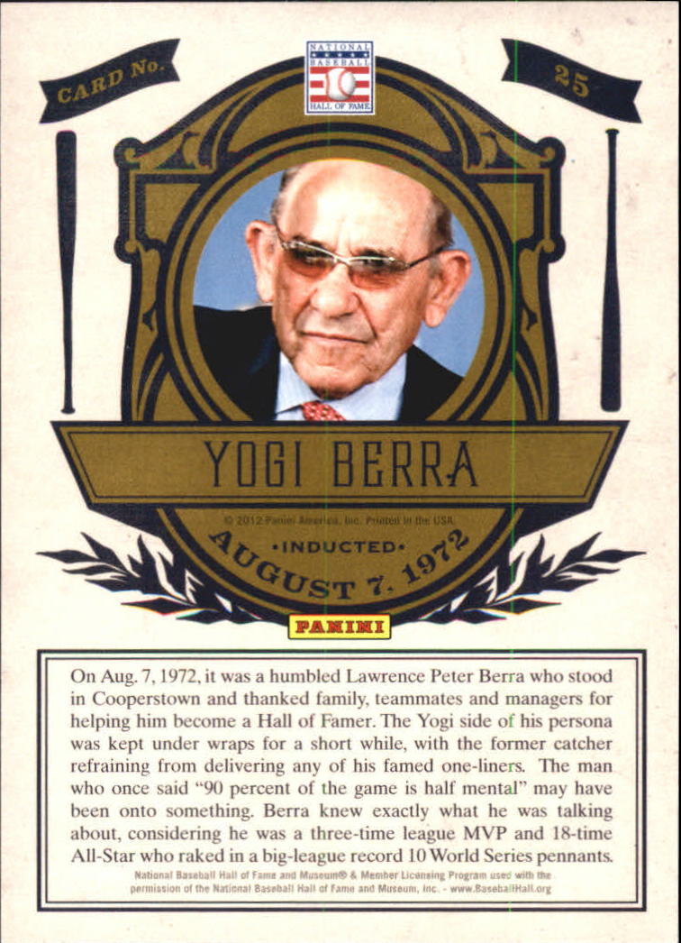 2012 Panini Cooperstown Induction #25 Yogi Berra back image