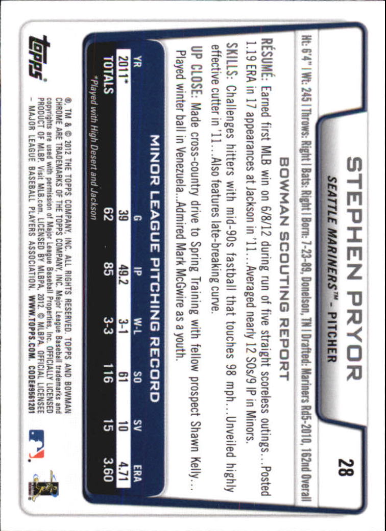 2012 Bowman Chrome Draft Baseball Card Pick (Base) - Bild 46 von 96