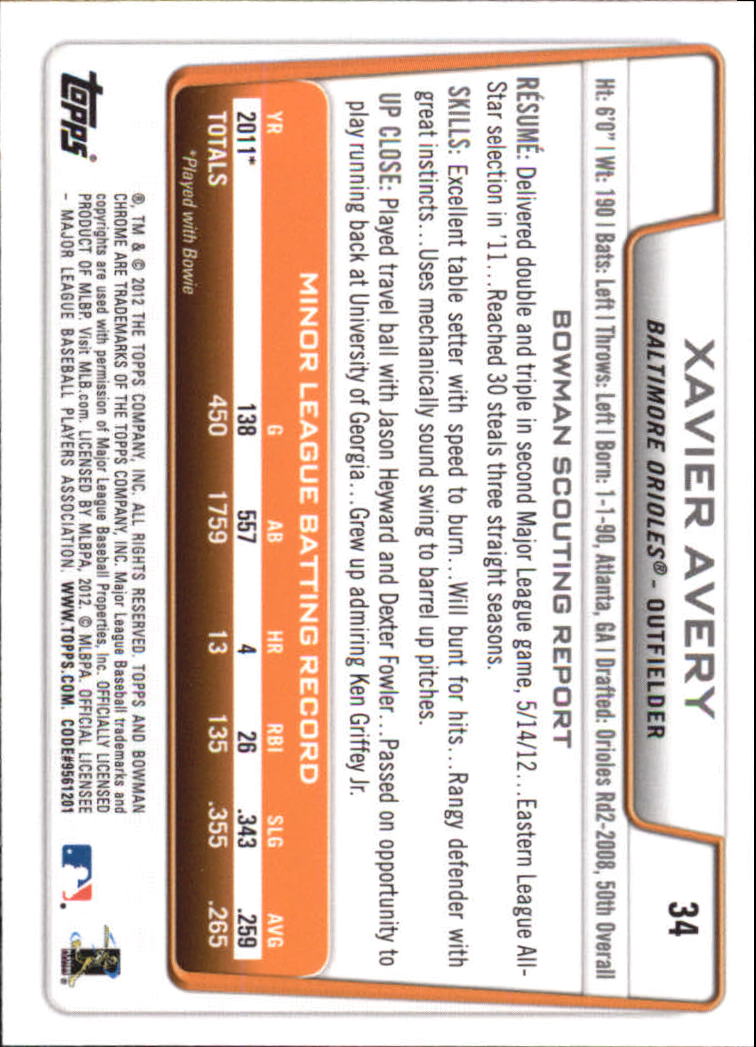 2012 Bowman Chrome Draft Baseball Card Pick (Base) - Bild 58 von 96