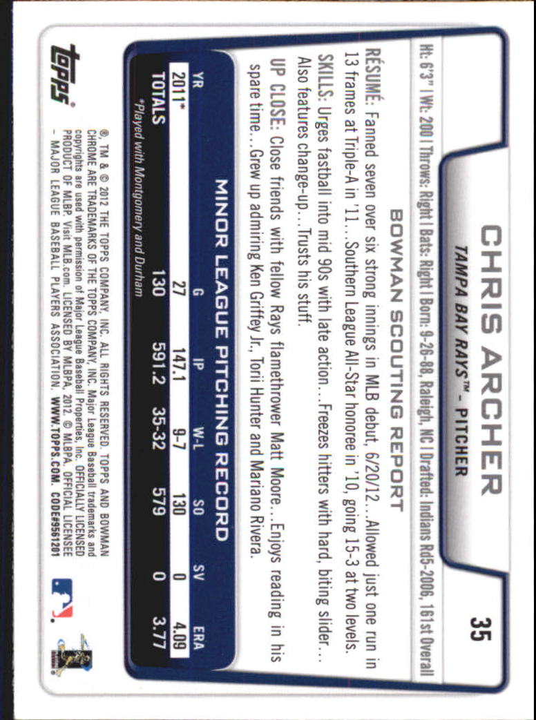 2012 Bowman Chrome Draft Baseball Card Pick (Base) - Bild 60 von 96