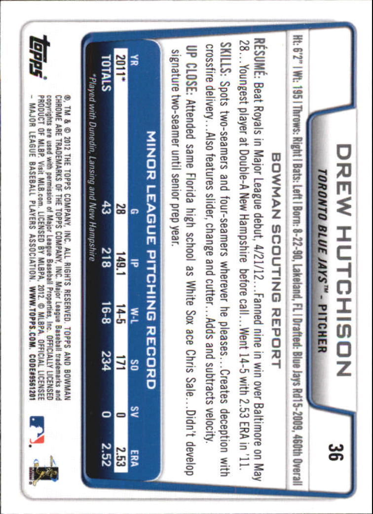 2012 Bowman Chrome Draft Baseball Card Pick (Base) - Bild 62 von 96