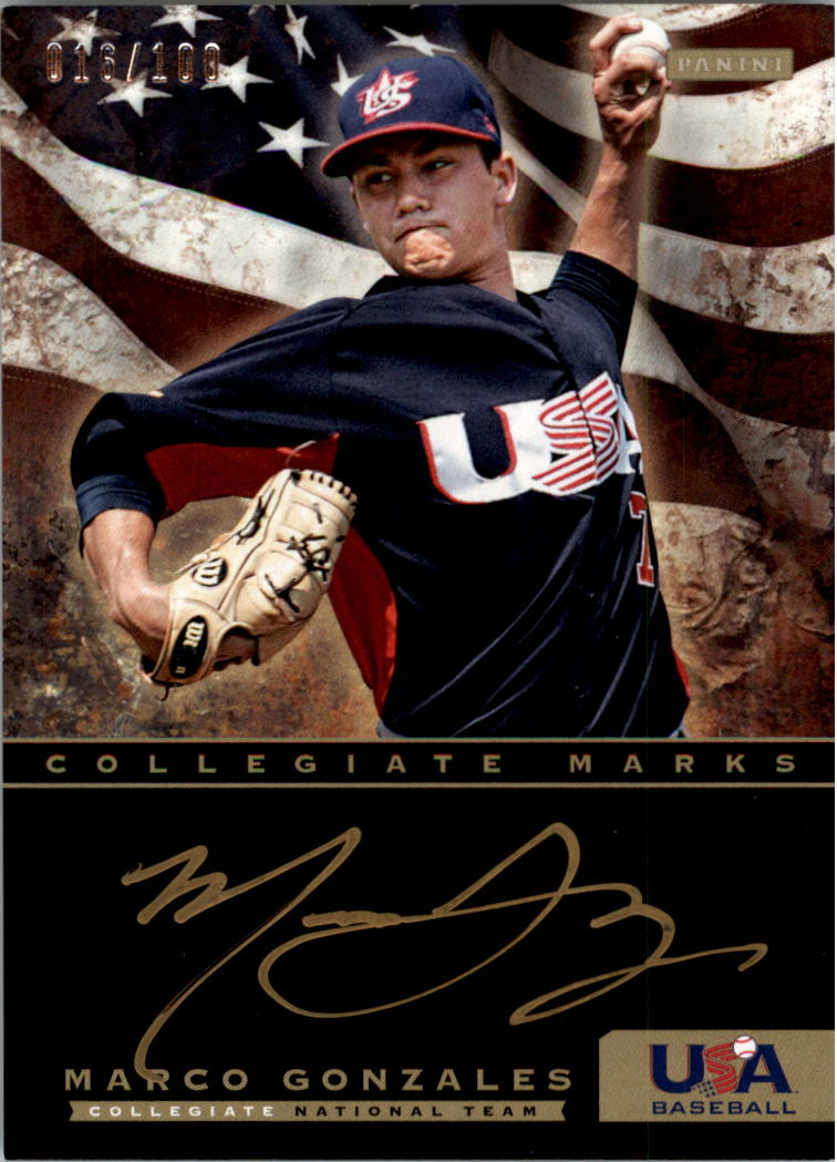 2012 USA Baseball Collegiate National Team Collegiate Marks Signatures #10 Marco Gonzales