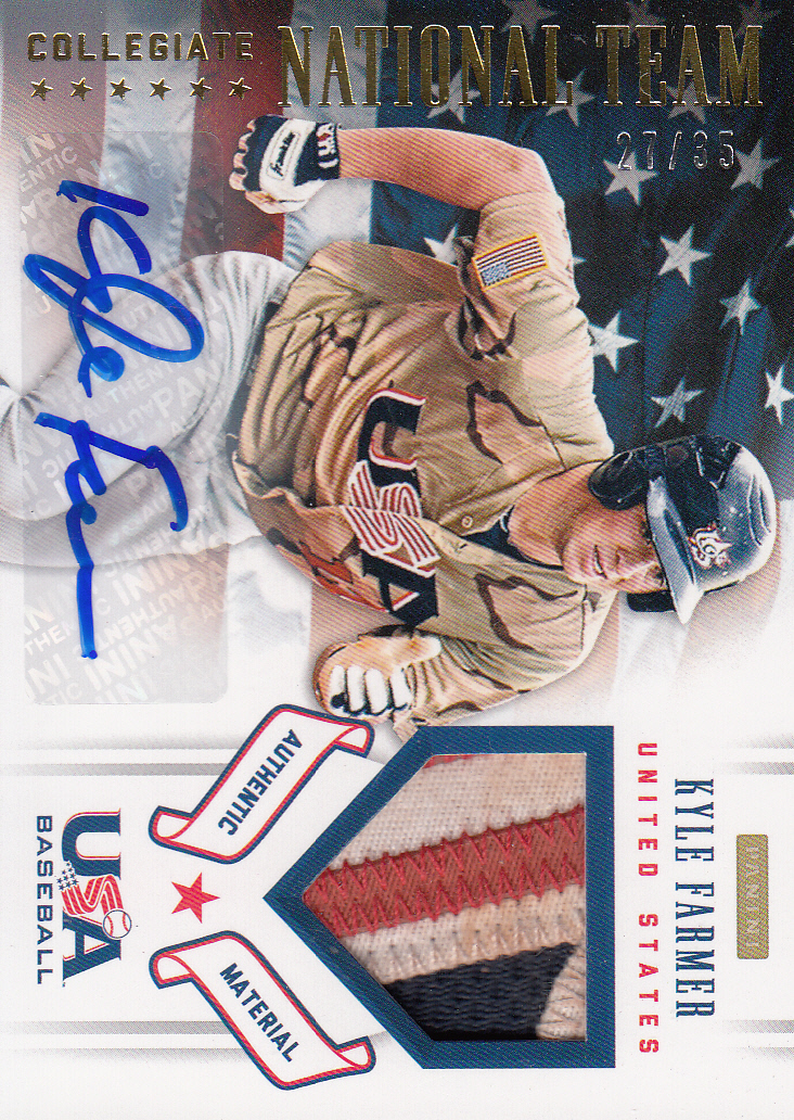 2012 USA Baseball Collegiate National Team Patches Signatures #7 Kyle Farmer