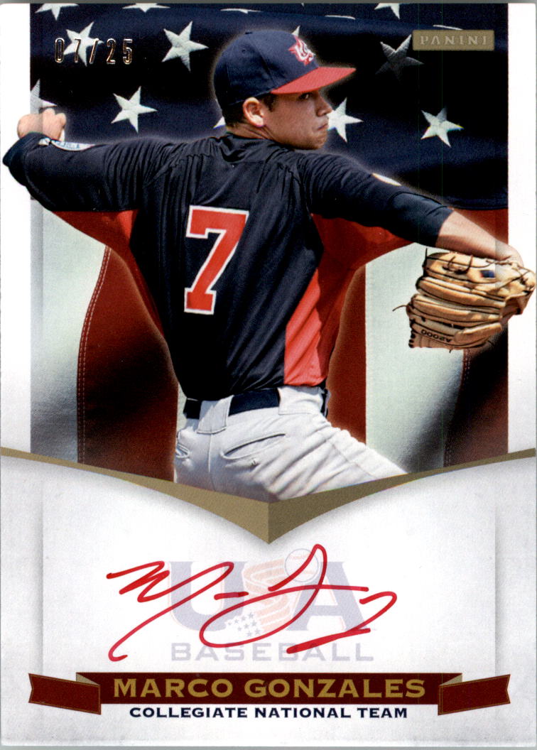2012 USA Baseball Collegiate National Team Signatures Red #10 Marco Gonzales