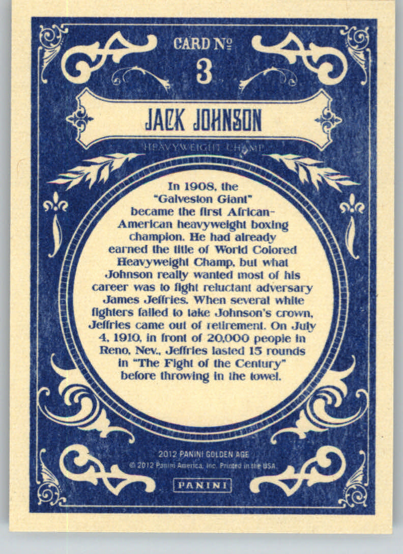 2012 Panini Golden Age #3 Jack Johnson back image